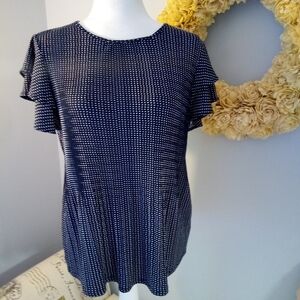 Adrianna Papell navy & ivy SM dots blouse
